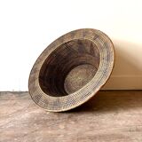 Flared woven wicker basket