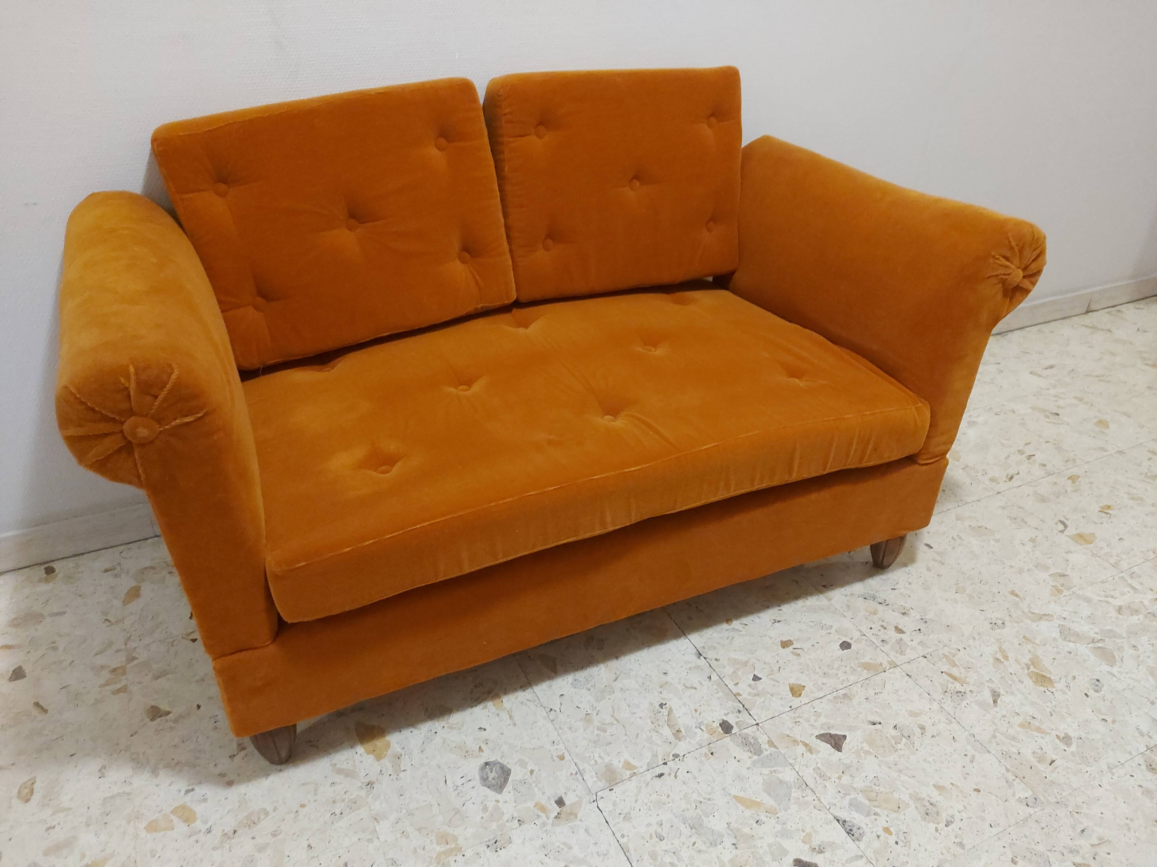 Sofa, daybed art deco, orange velvet