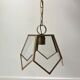 Brass pendant lamp and graphic gilded glass 60s-70s