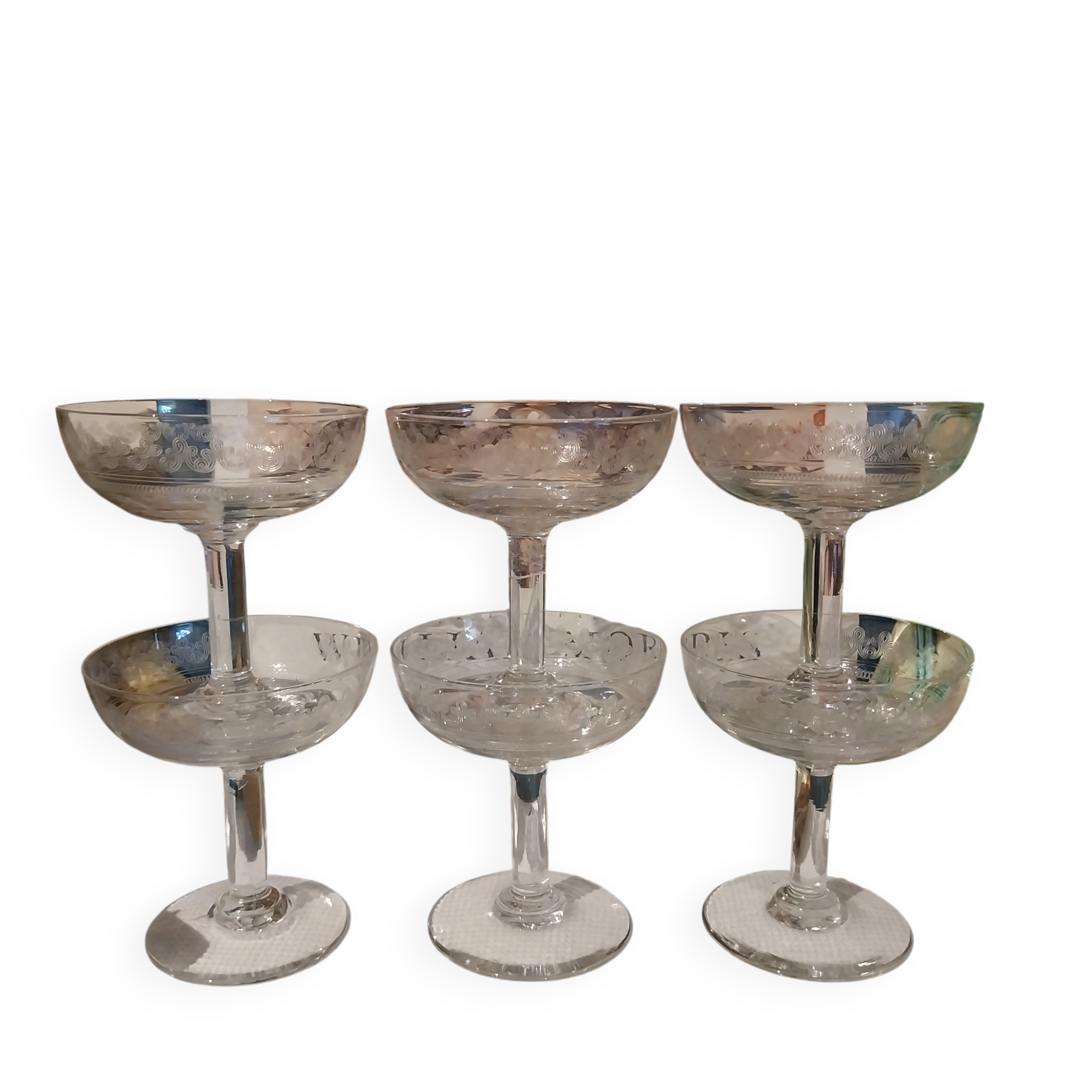 Antique Art Nouveau champagne glasses