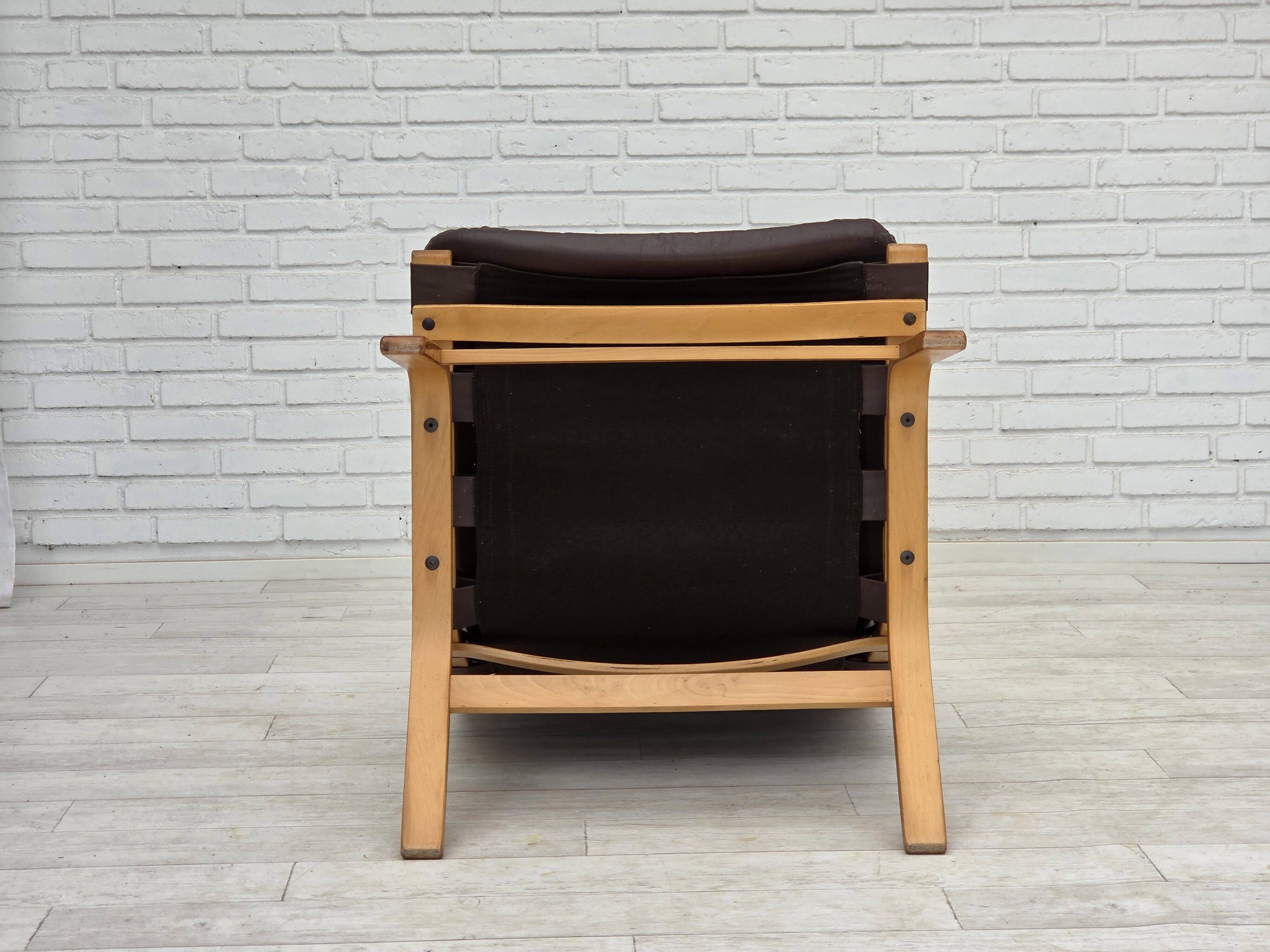 1970s, Danish design by Farstrup, set of 2 armchairs, furniture leather.
