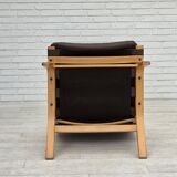 1970s, Danish design by Farstrup, set of 2 armchairs, furniture leather.