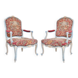 Pair of Louis XV style cabriolet armchairs