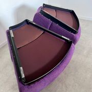 Lot 2 low chairs Space Age design from the 70s purple fabric vintage armchair