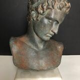 Greek bust in terracotta with bronze patina