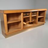 Enfilade/Credenza in oak and brushed brass, Italy, 1970