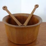 Mid-Century Teak Salad Bowl and Spoons by Richard Nissen for Nissen, 1960s, Set of 3