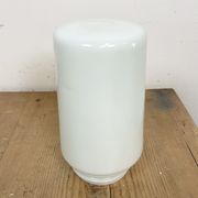 Suspension en porcelaine blanche industrielle avec verre opale, années 1970