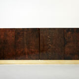 Aldo Tura sideboard in brown parchment and brass 1960