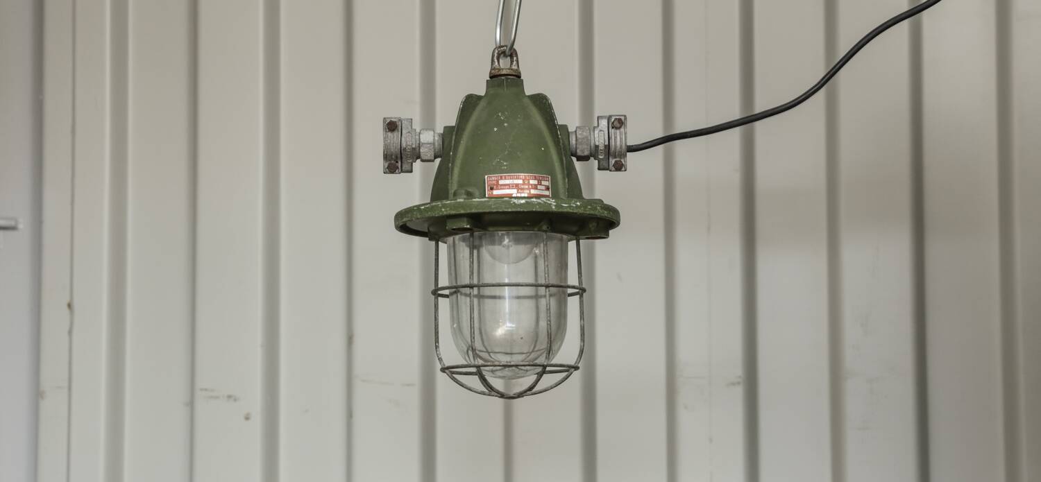 Lampe de bateau verte industriel rare unique