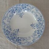 2 Hollow plates Luneville Keller and Guerin decoration blue flowers faience old