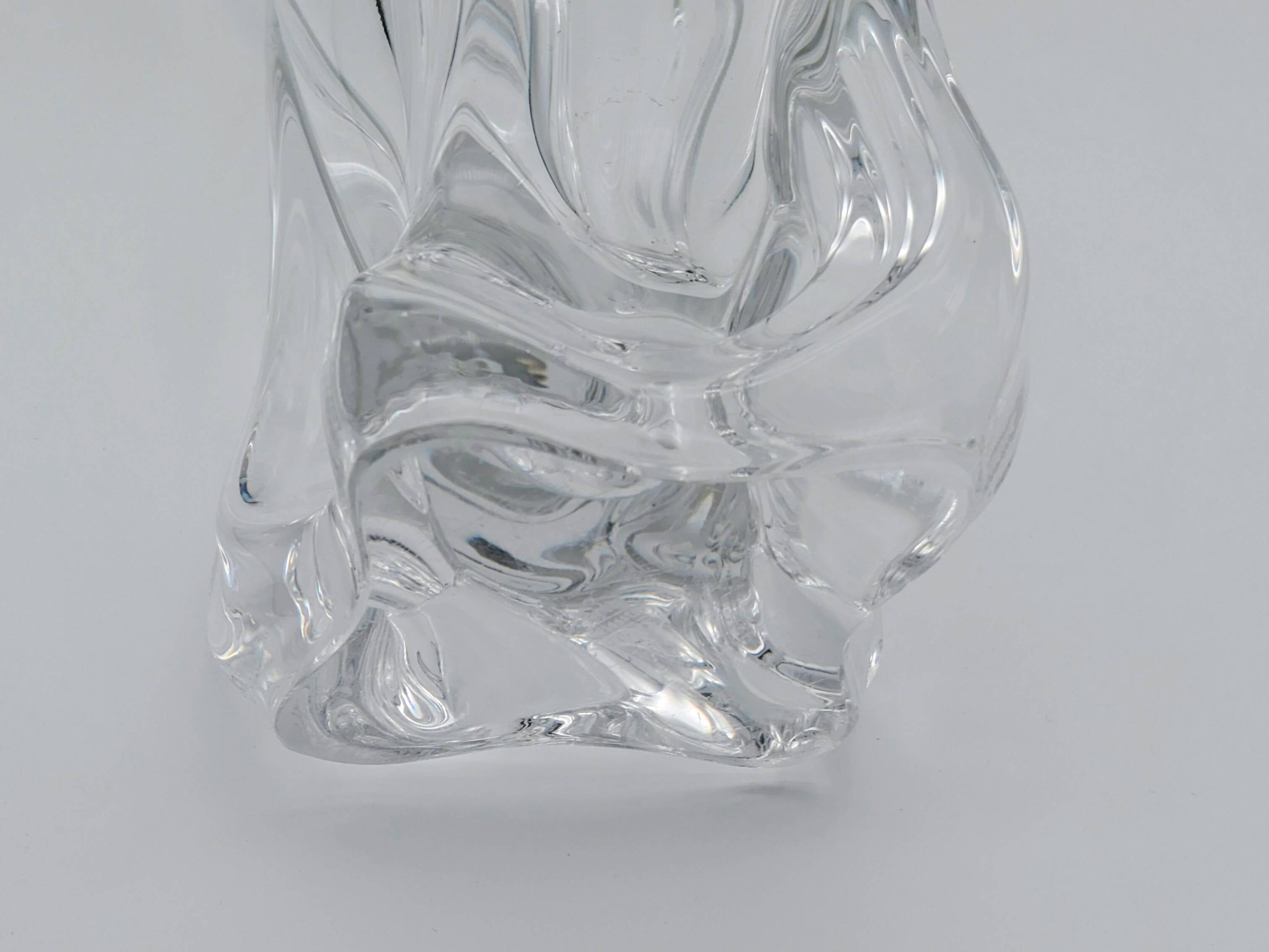 Art Vannes France - Large Sculptural Free-Form Vase - Solid Crystal 1950