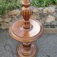 Turned wooden floor lamp with lampshade