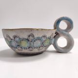 Gray Fat Lava Earthenware Catchall / Videpoche by Lino Zaramella, Signed
