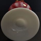 Vintage vase in iridescent glass and opaline marbled pink and white 34 cm