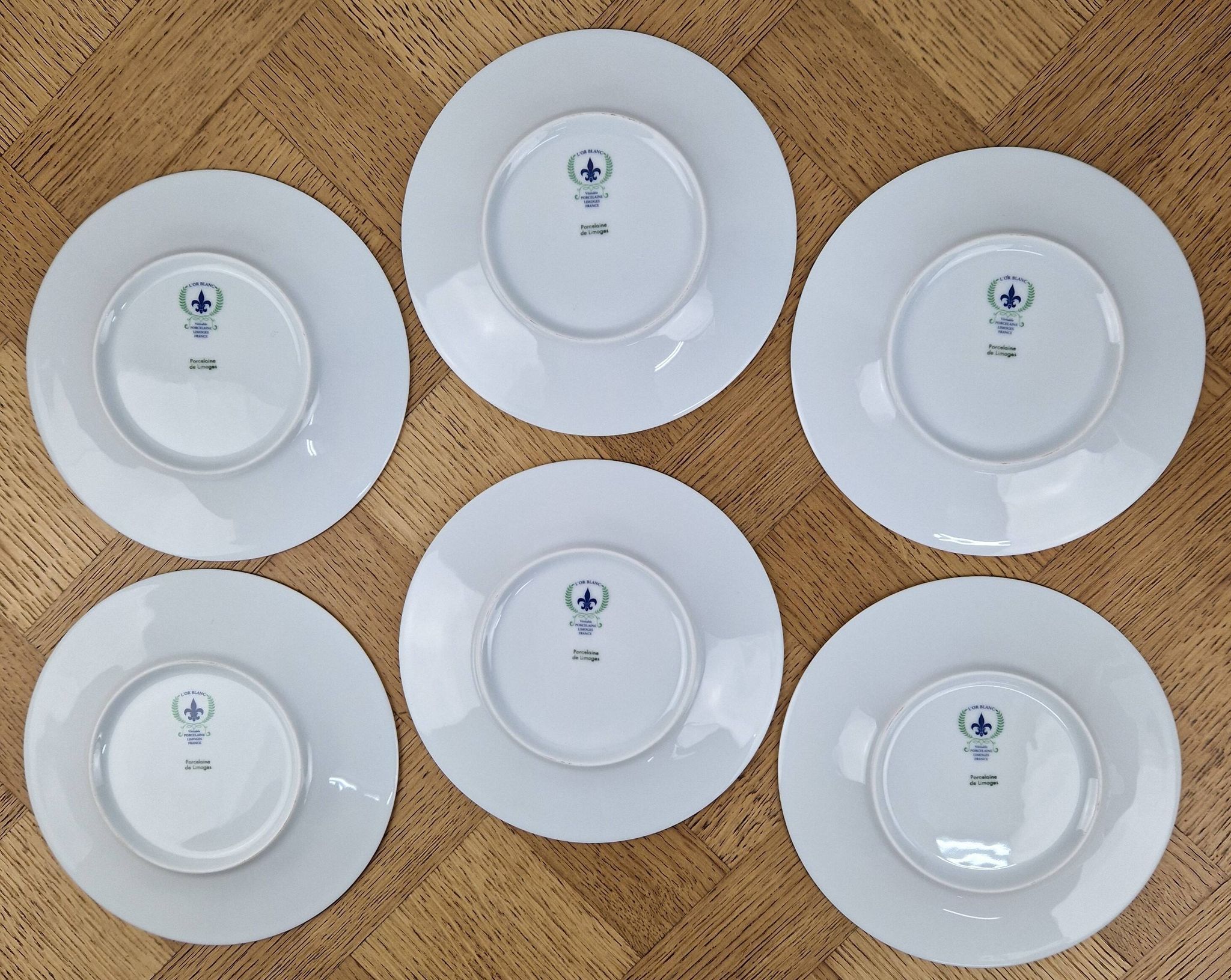 Set of 6 vintage dessert plates Limoges porcelain paradise bird