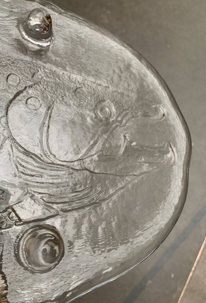 Large Vintage Glass Plate in the Shape of a Swedish Fish by Pukeberg Glass