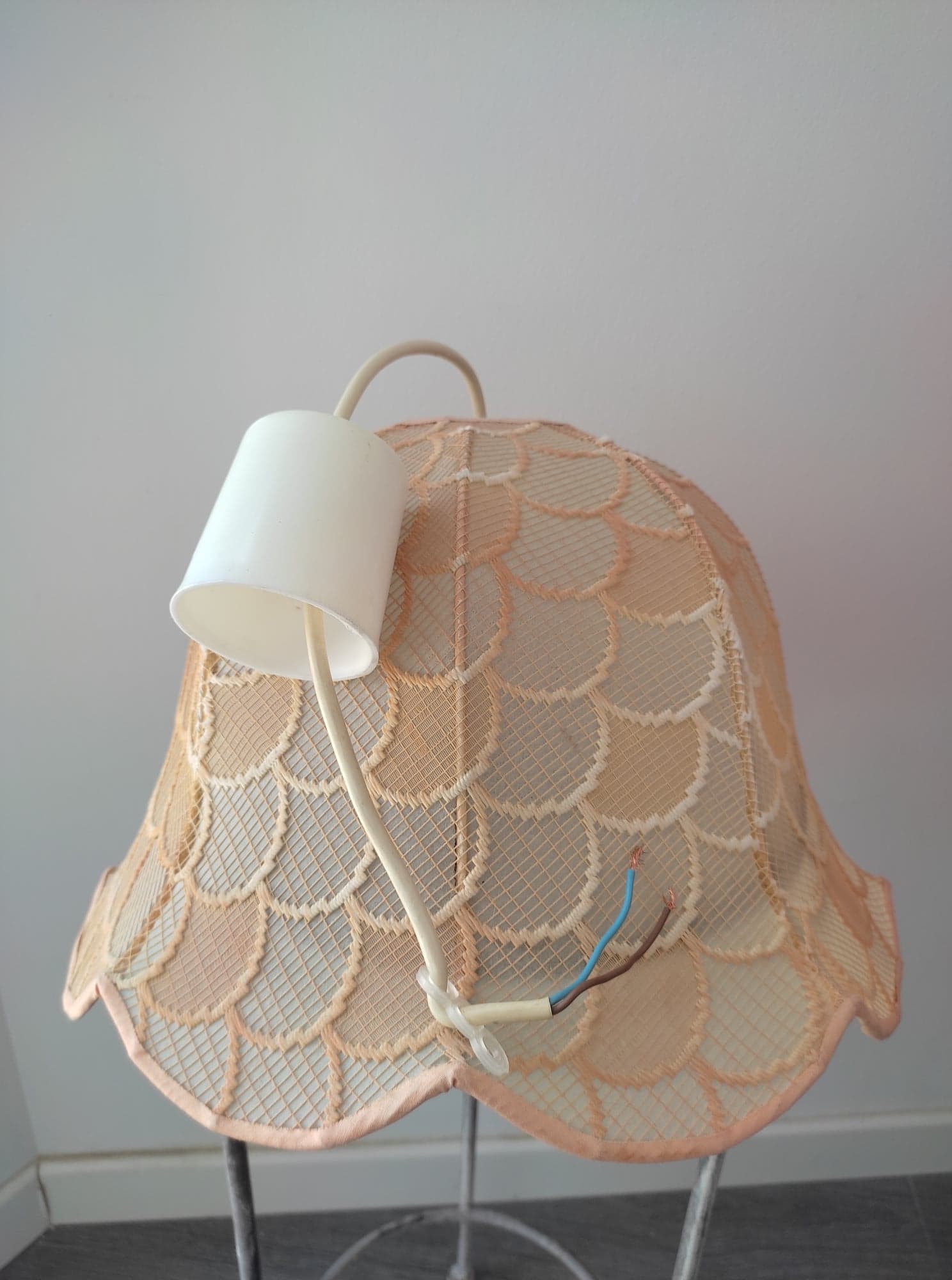 Salmon pink/blush lace pendant lamp