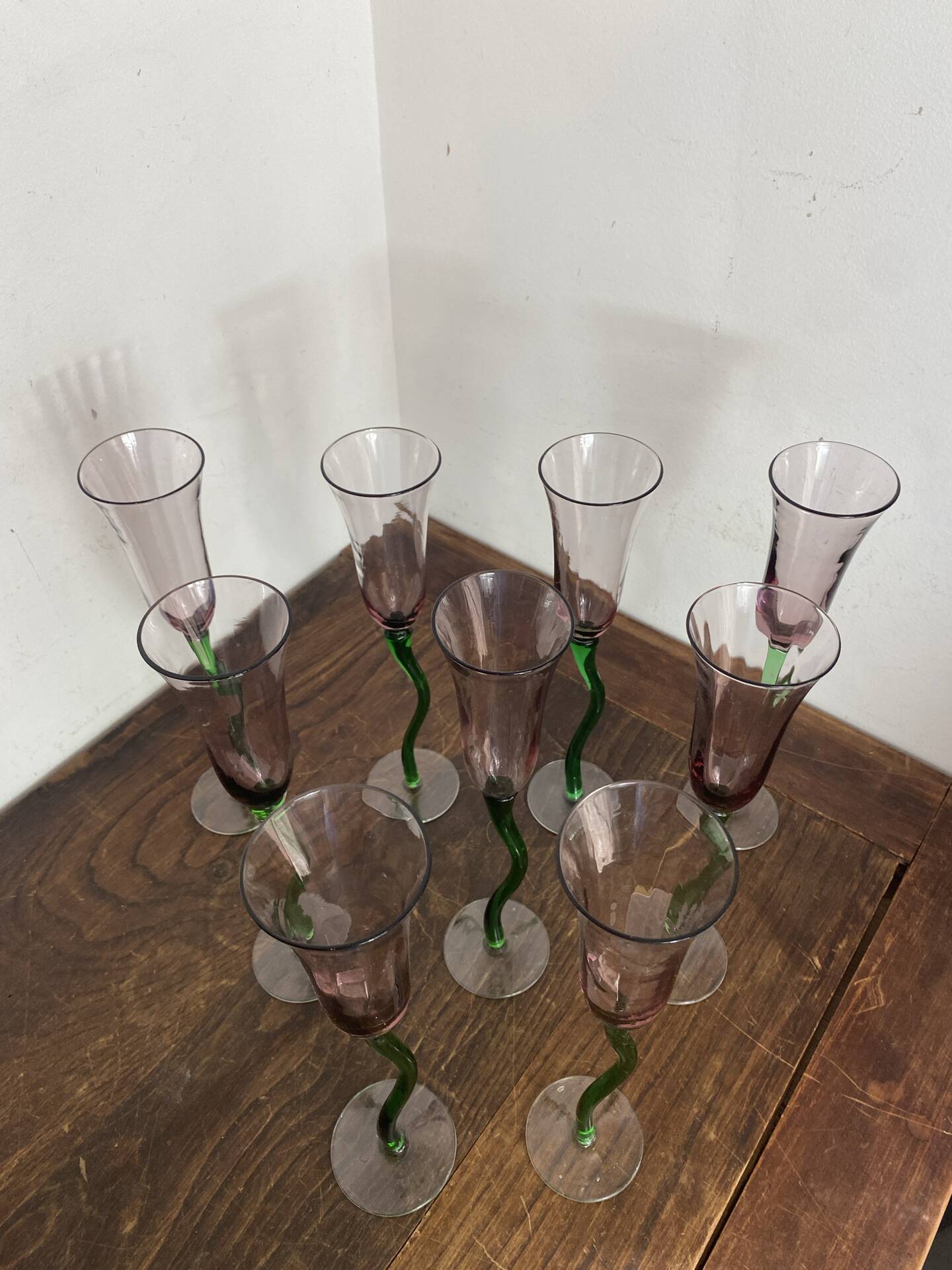 Coupes à champagne, verre soufflé, tulipe