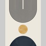 2 geometric art prints with circles and lines