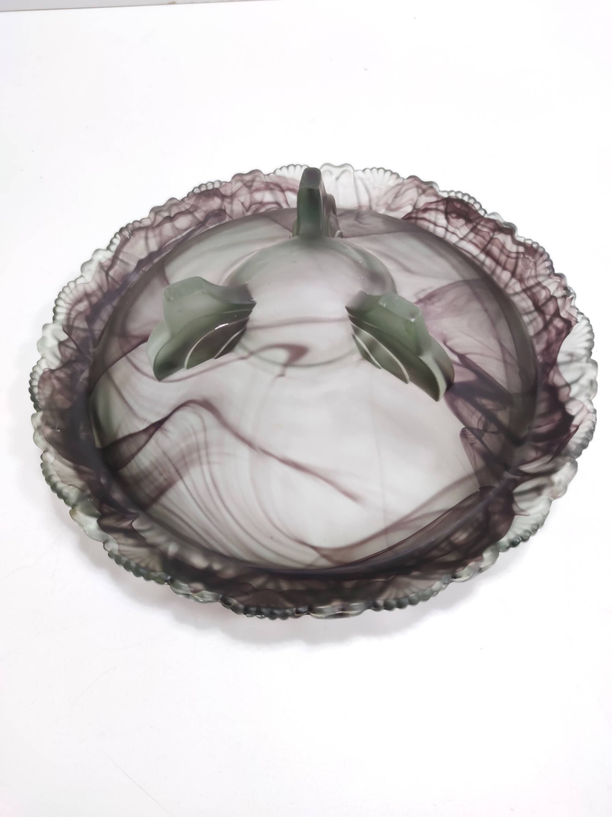 Topaz-Violet Cloud Glass Bowl or Centerpiece by Walther & Sohne, Germany