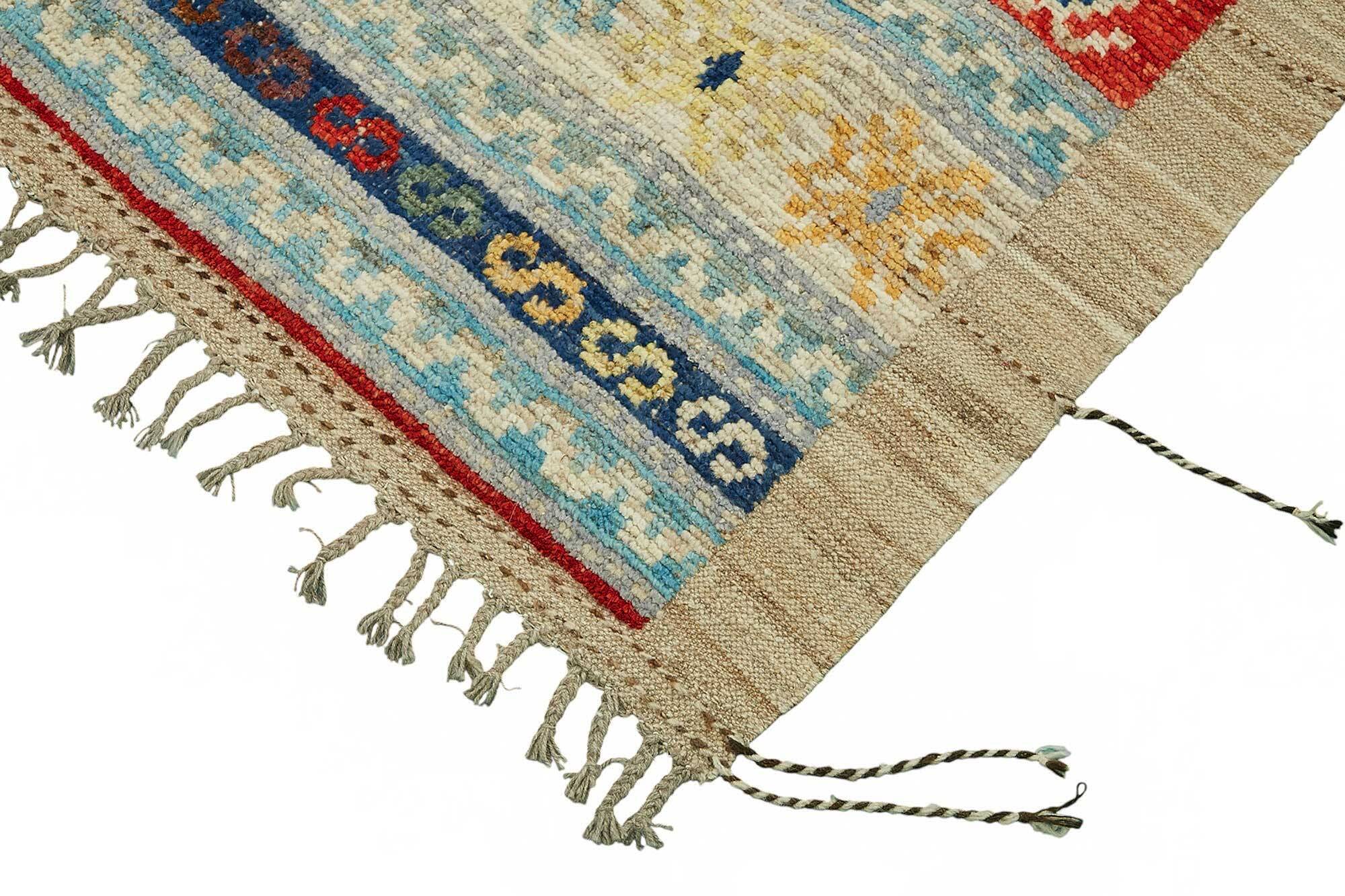 Hand-Knotted Turkish Contemporary 205 cm x 292 cm Multicolor Wool Carpet