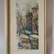 Lithograph gilded frame Paris place du Tertre vintage