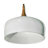 Danish teak and enamel hanging lamp, 1970s