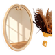 Grand miroir ovale vintage en métal émaillé blanc