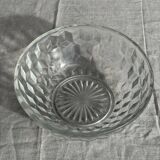 Small vintage glass bowl with a cube pattern.