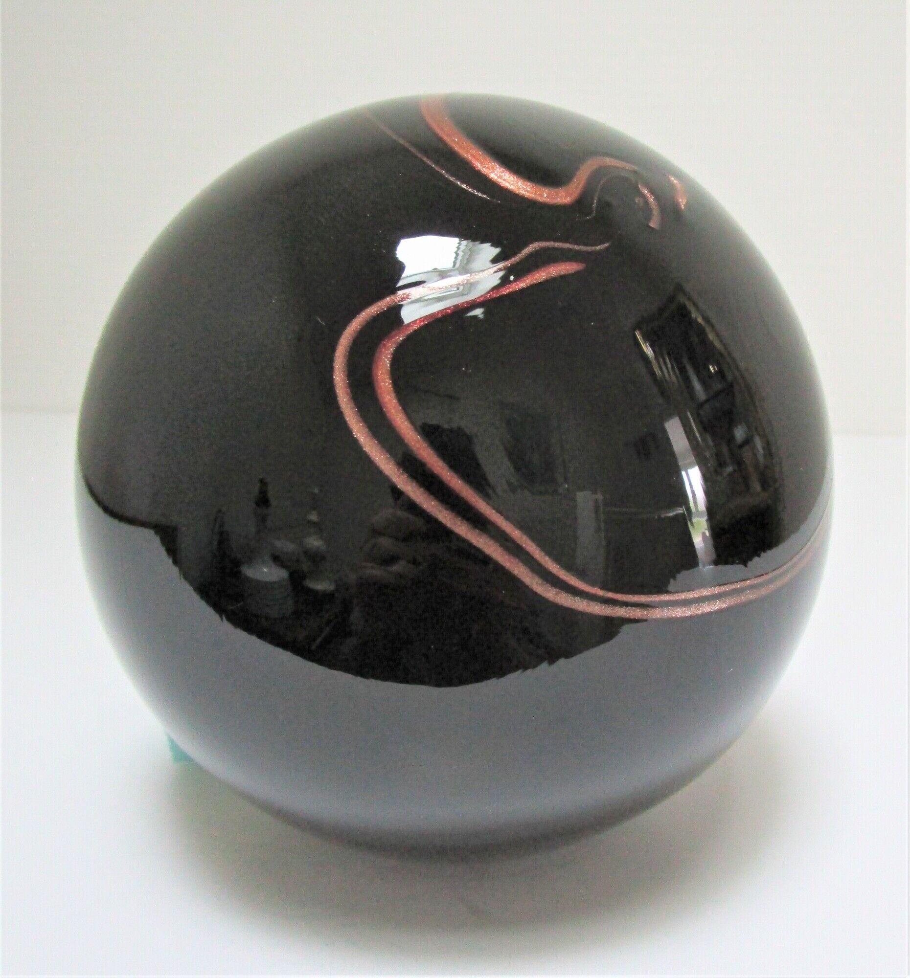 ball paperweight black and coppery glass paste Bob le Bleis glassware Maure Old vintage