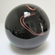 ball paperweight black and coppery glass paste Bob le Bleis glassware Maure Old vintage