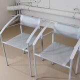 Vintage ‘Carrè VI’ metal arm chairs by Fly Line Italy 1990s