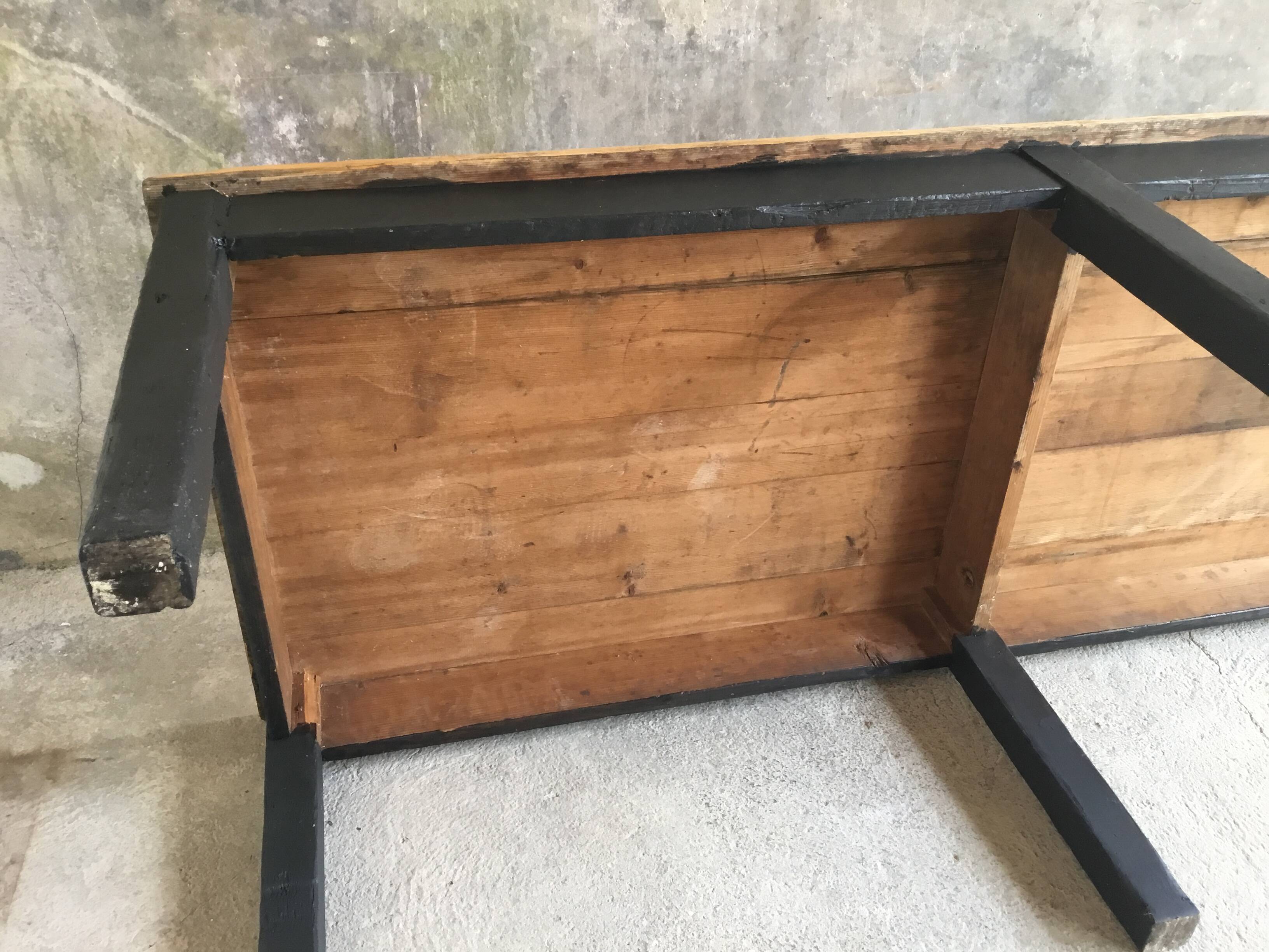 Farm table 230 cm - black base - early 20th century