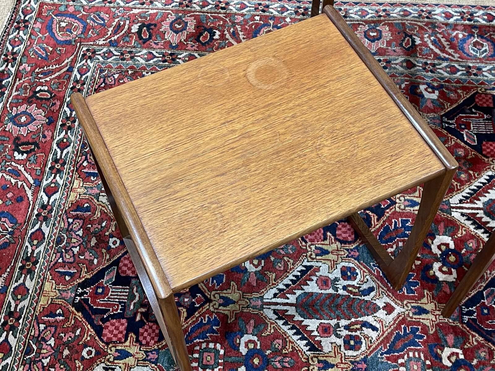 Set of 3 teak nesting tables from the GPlan brand from the 1970s