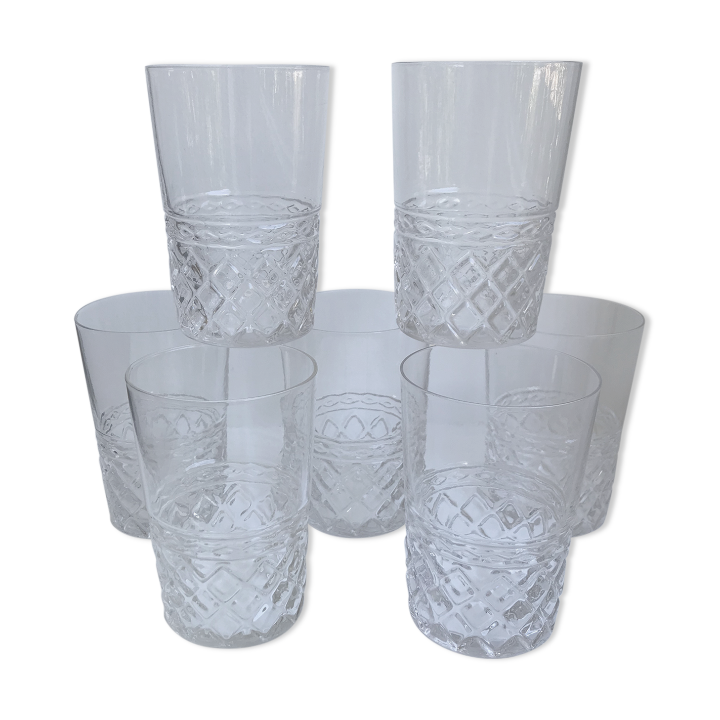 Set of 7 water glasses years 50-60