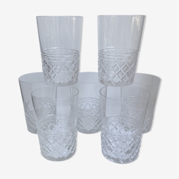 Lot de 7 verres à eau années 50-60