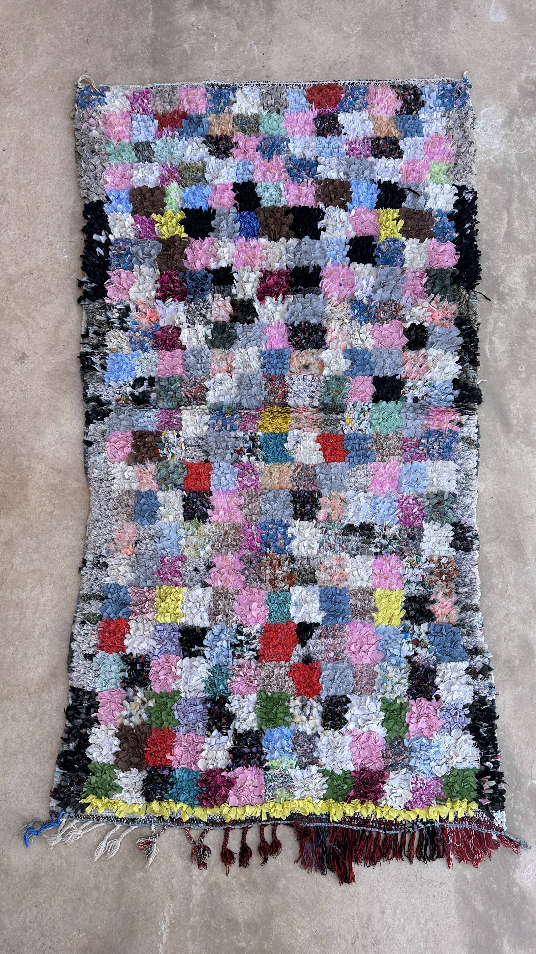 Moroccan Boucherouite Carpet - 106 x 188 cm