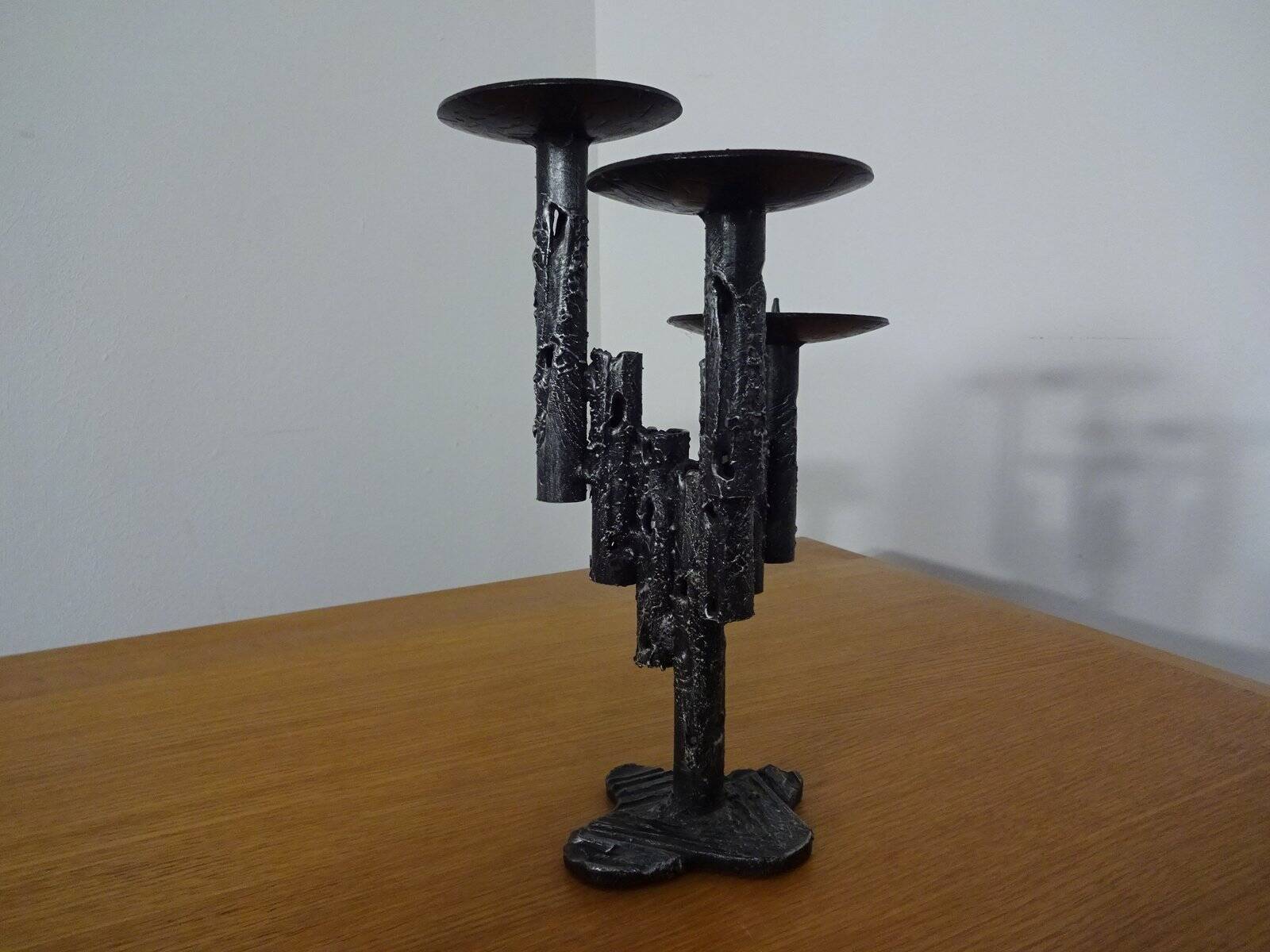 Brutalist Iron Candleholder, 1960s