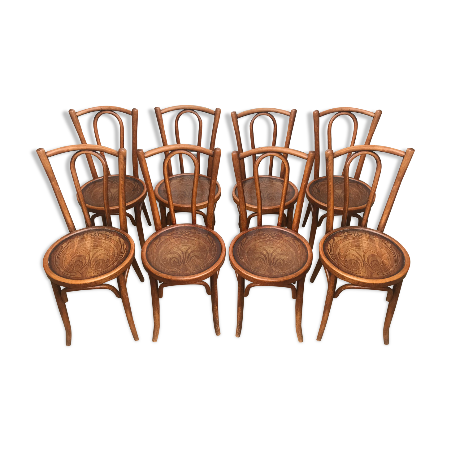 Suite of 8 Viennese bistro chairs "W.Baumann"