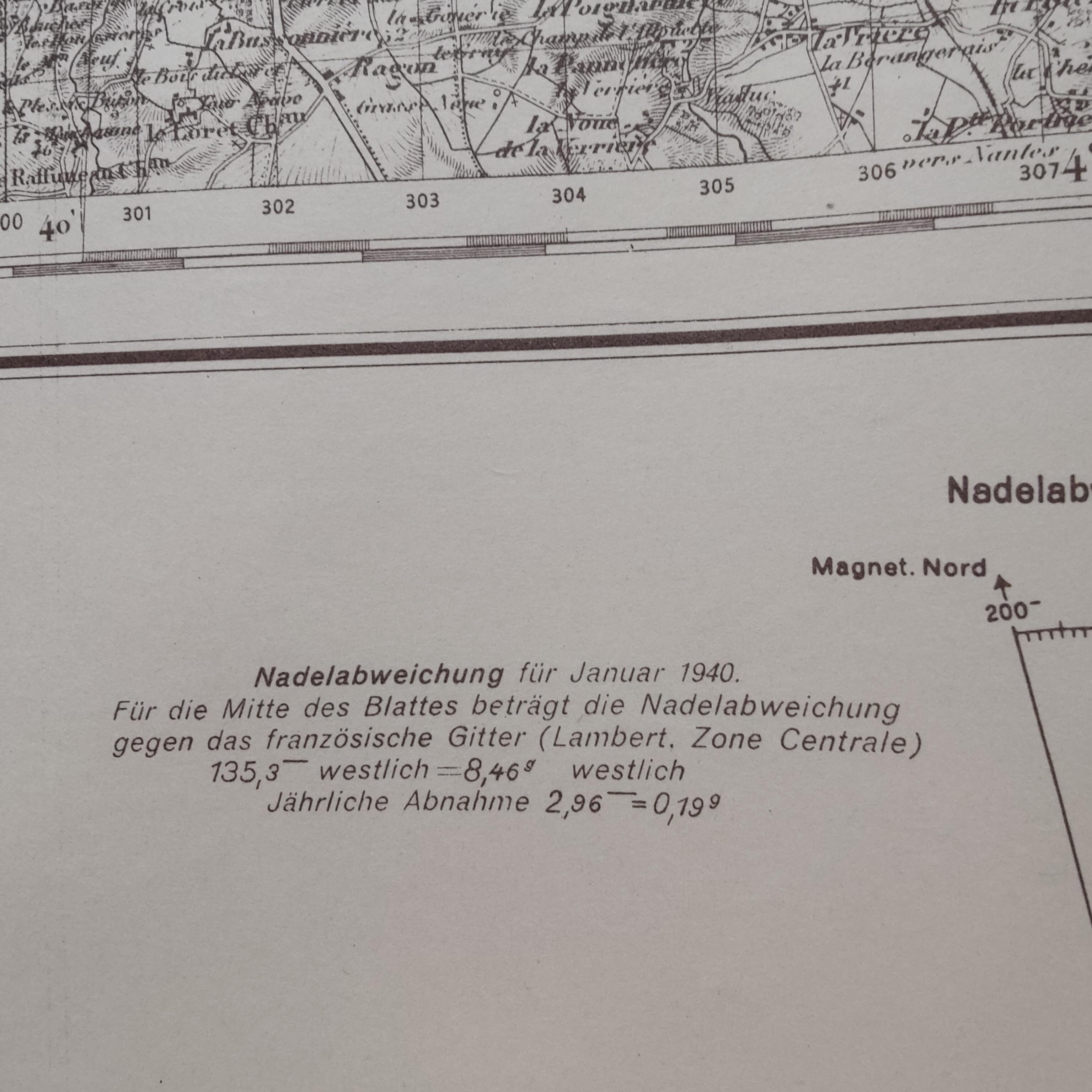 Old map of St Nazaire, Loire estuary, 1940