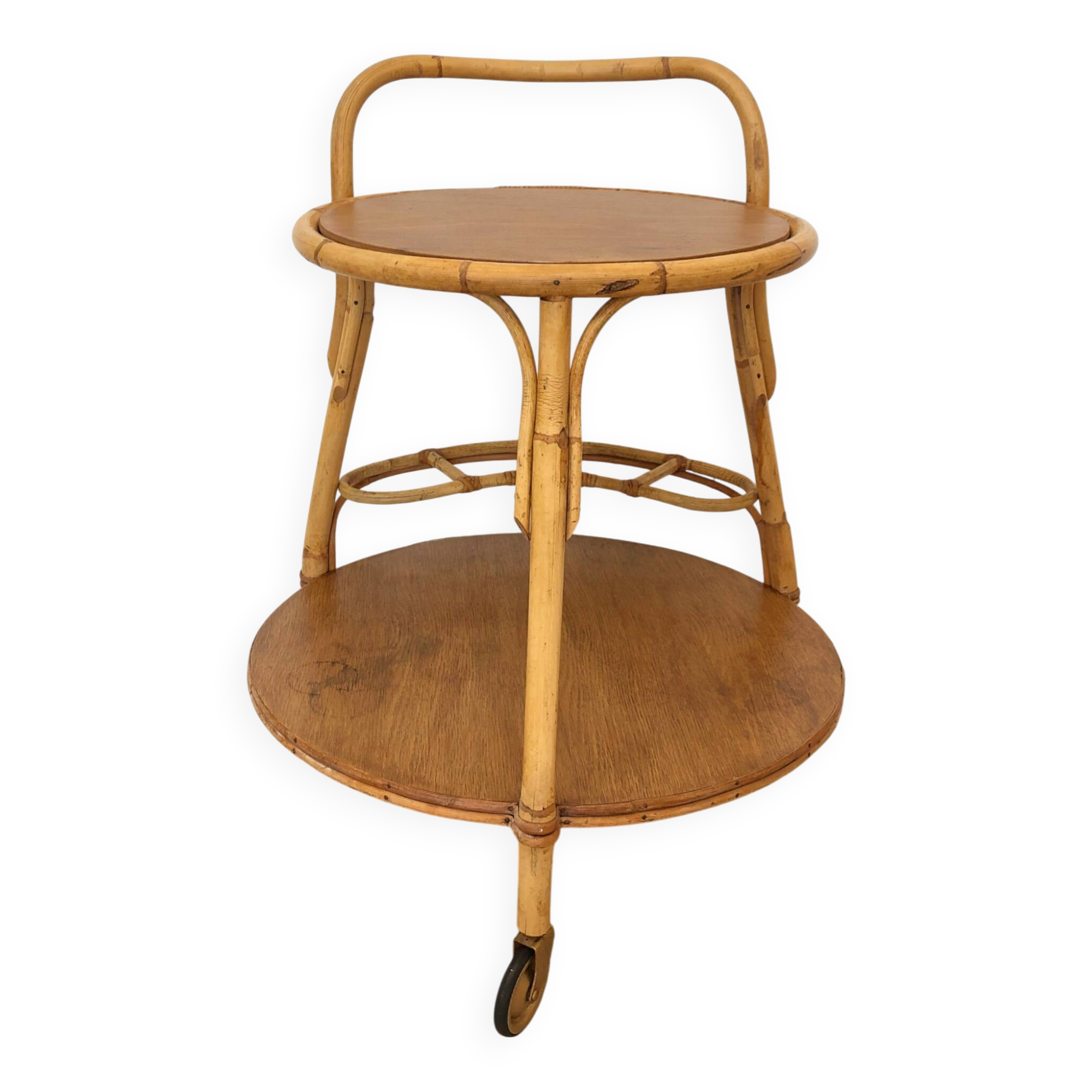 1960s/70s rattan rolling bar/serving cart