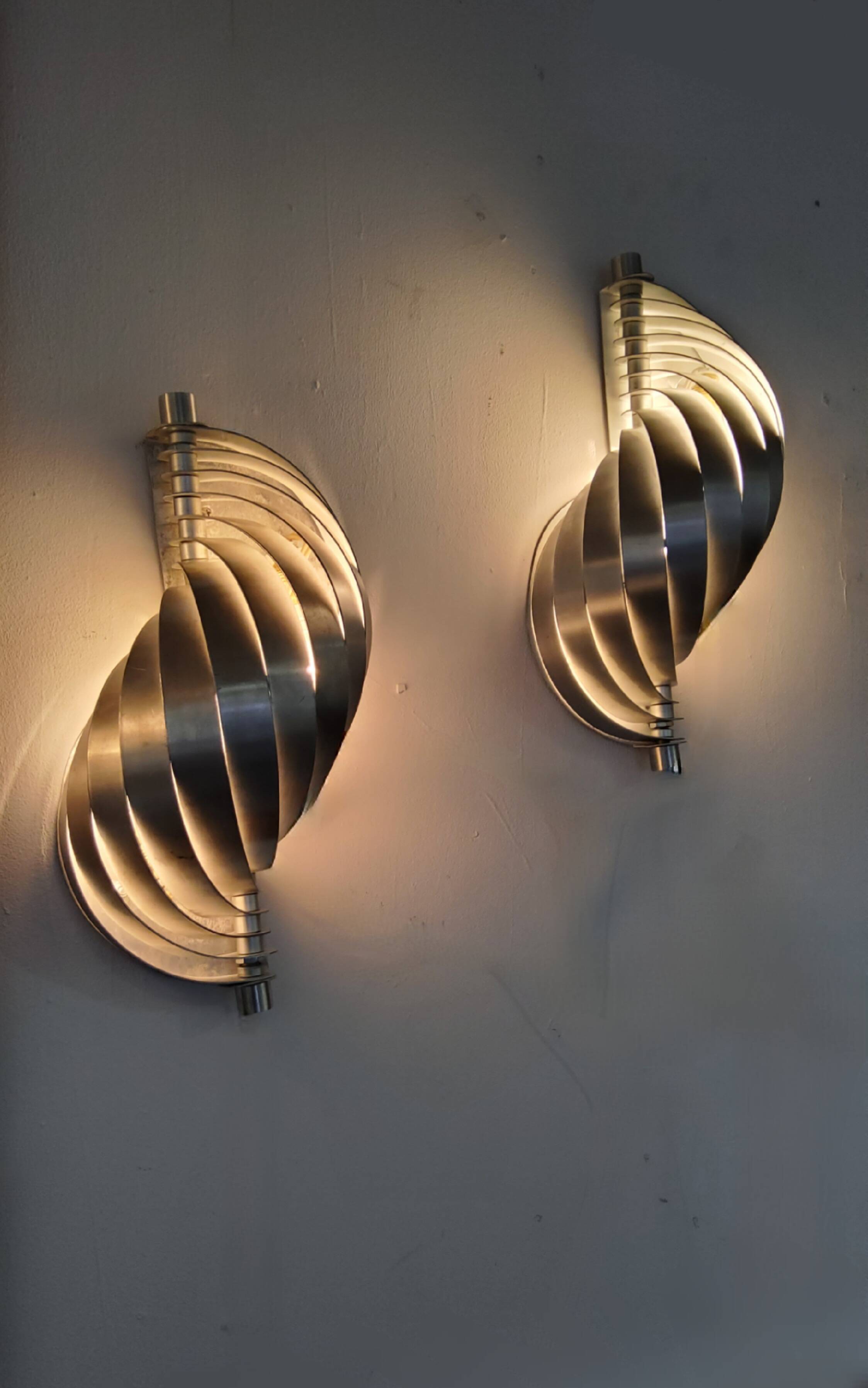 Pair of spiral wall lights 1970