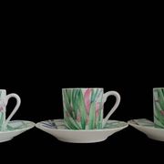 Set of 3 Limoges porcelain coffee cups Patrick Rey and Philippe Deshoulières