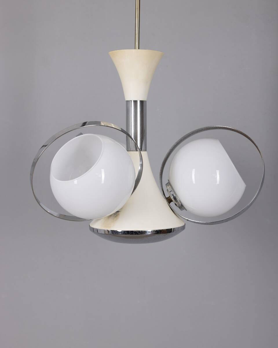 Vintage Space Age Italian Chandelier with Glass Lights, 1970s