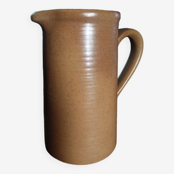 Vintage beige pitcher in wide stoneware