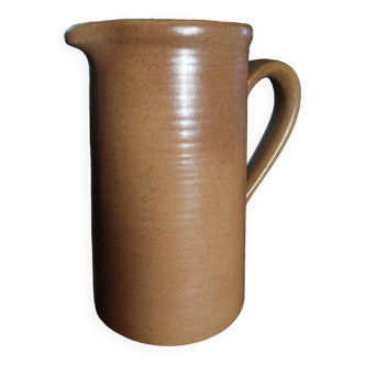 Vintage beige pitcher in wide stoneware