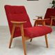 Pair of red armchairs by Jaroslav Smidek for Ton (Thonet) 60s