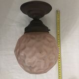 Art Deco Pink Glass Globe Wall Ceiling Light