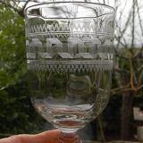6 old glass glasses engraved glass